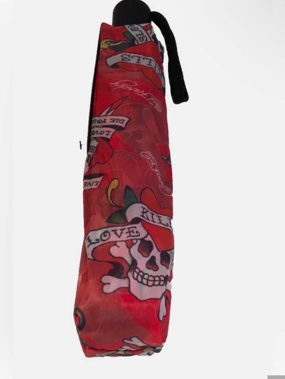 NWT Ed Hardy Red Skull Tattoo Print Travel Umbrella -